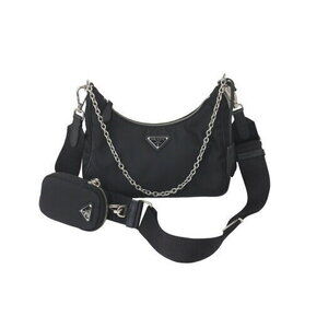 Prada Hobo Chain Shoulder Bag RE EDITION Black Nylon